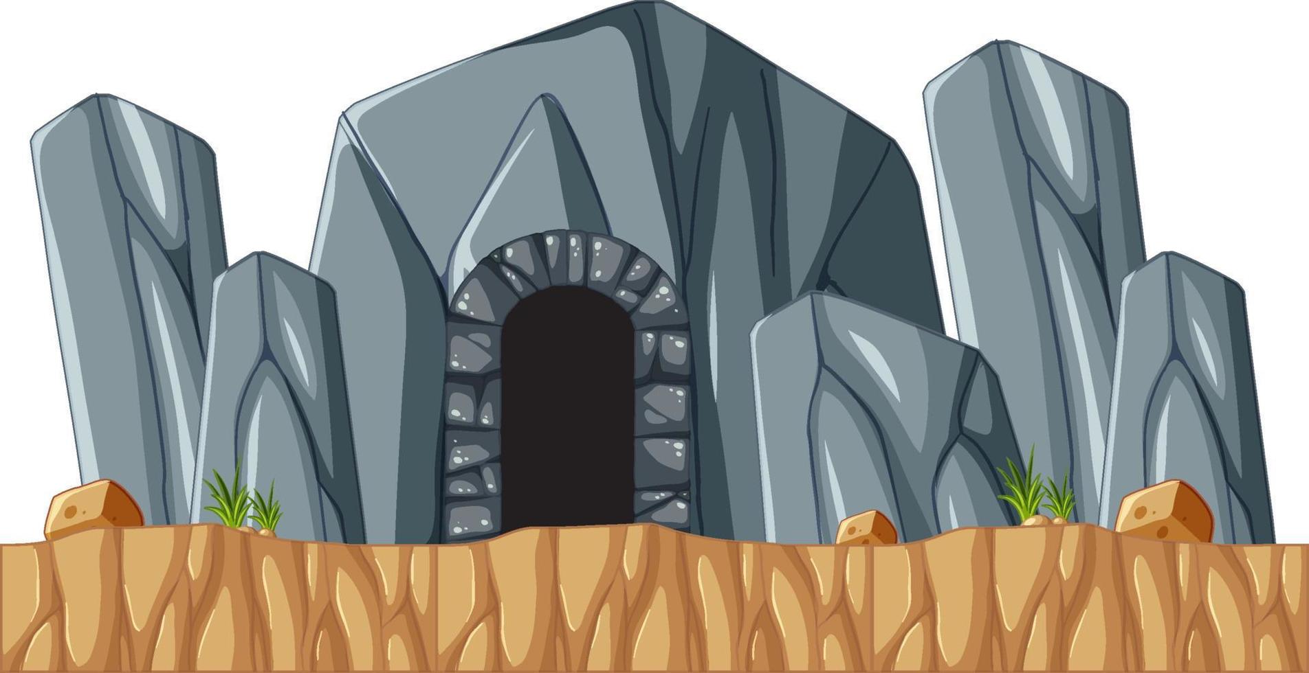 Stone arch in cave style on white background vector