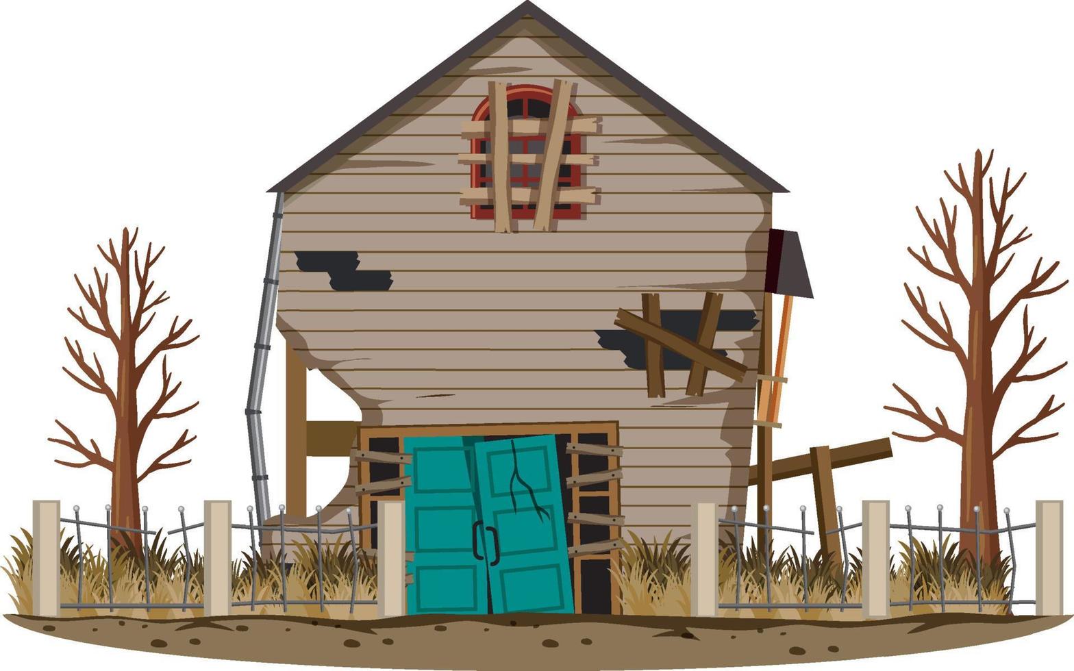 Abandoned house on white background vector