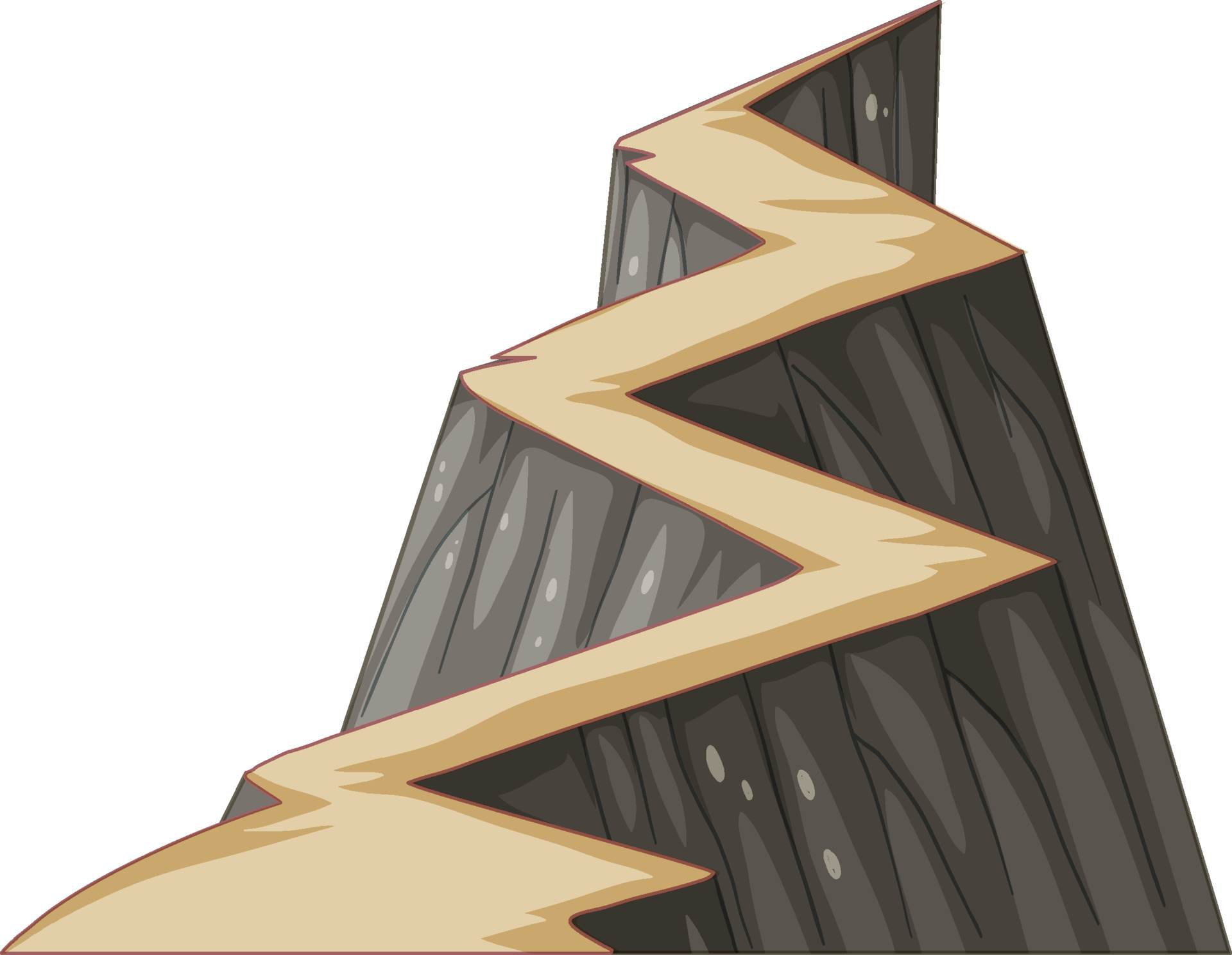 Cliff with zigzag pathway on white background 3678971 Vector Art at