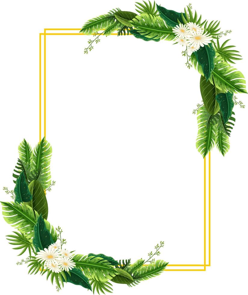 Vertical frame of green foliage template vector