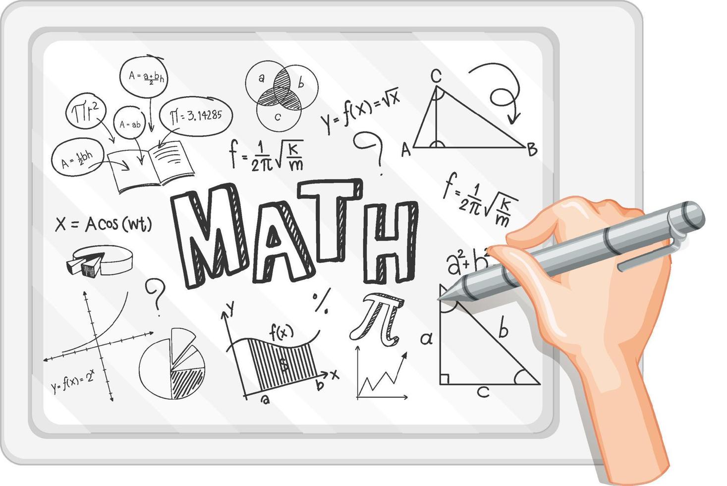 Doodle fórmula matemática con fuente matemática vector