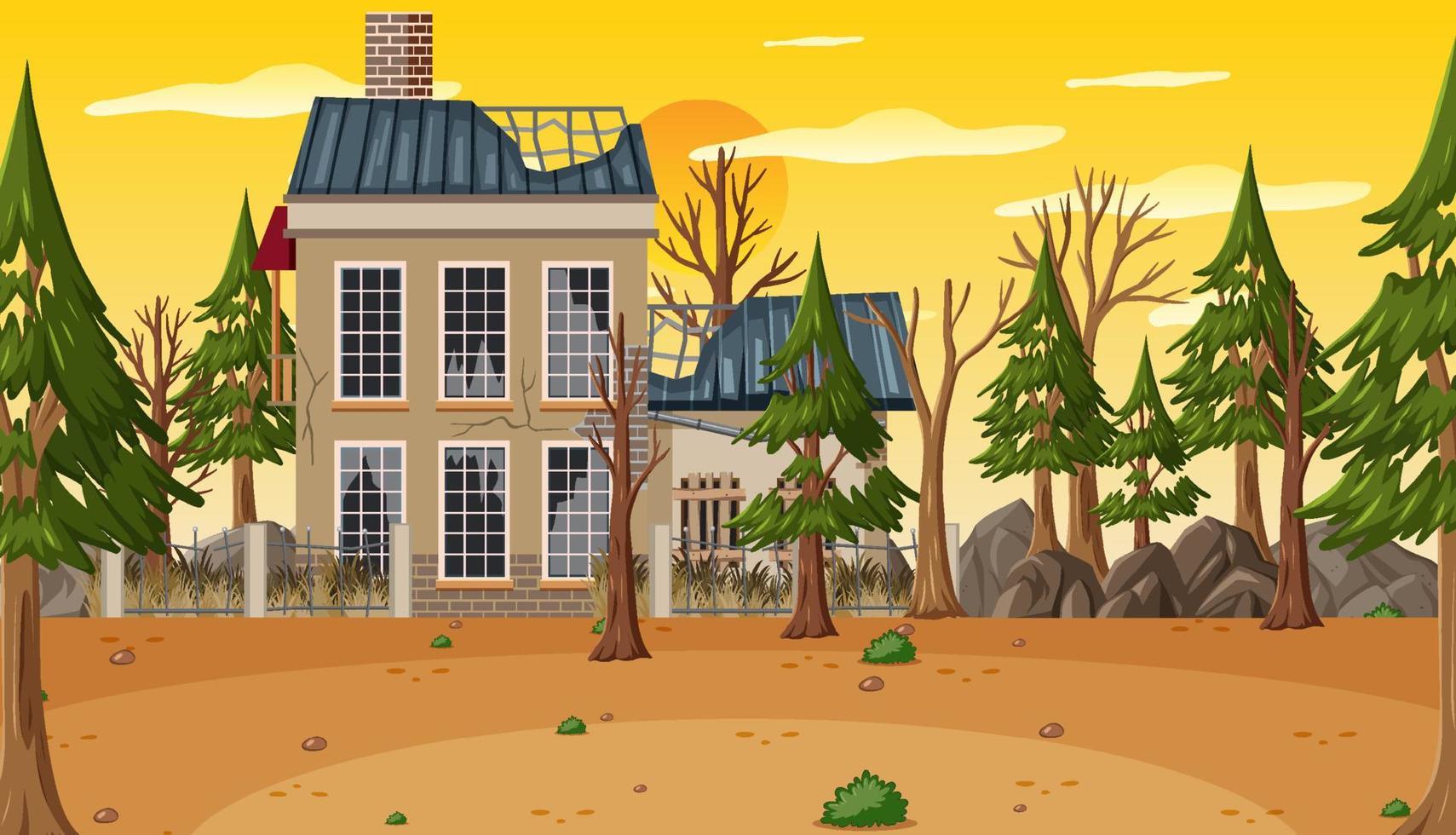 Scene with abandoned house at daytime vector