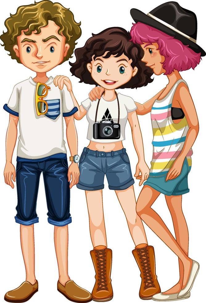 Teenager group in casual costume vector