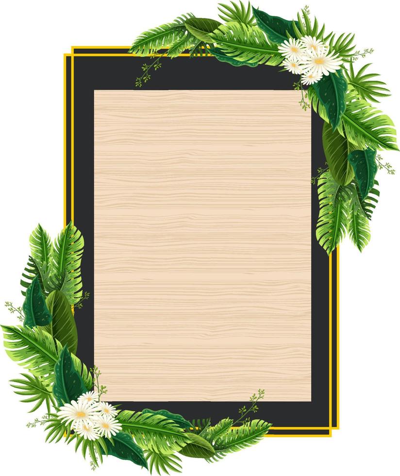 Square frame with tropical green leaves vector