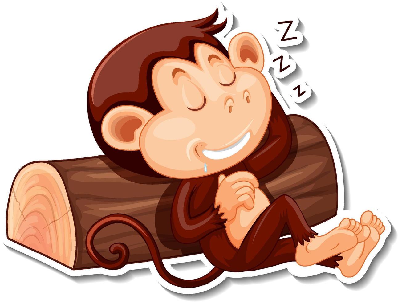 Monkey sleeping cartoon character sticker vector
