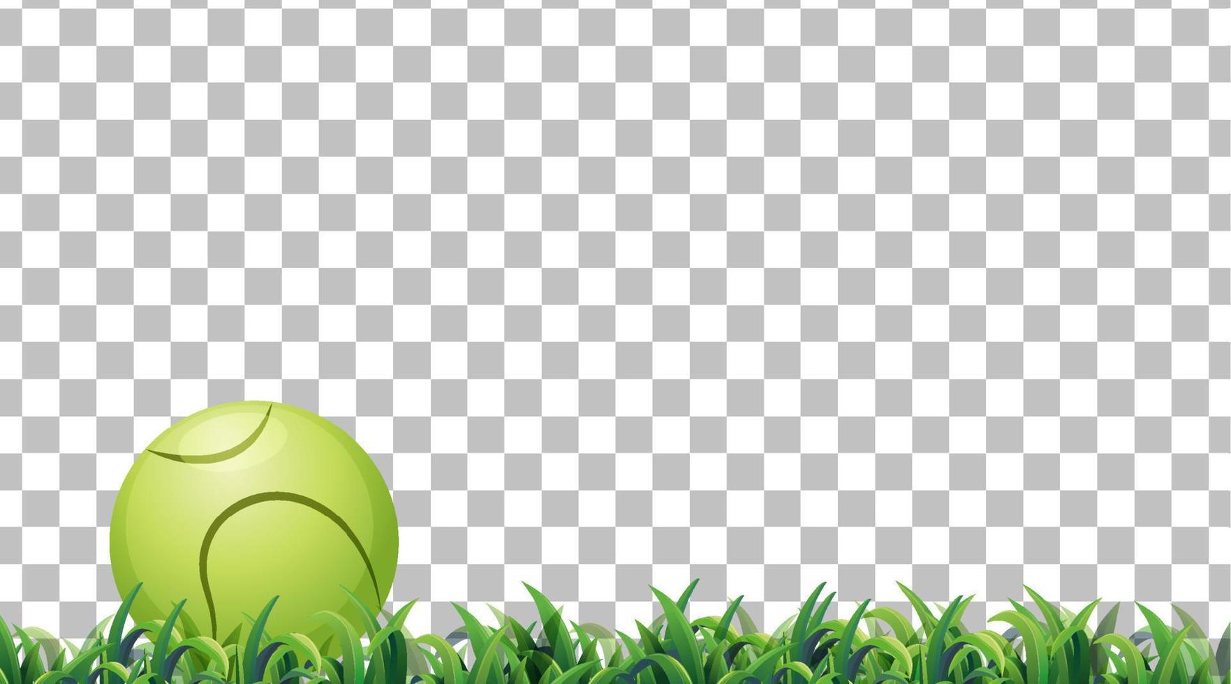 Tennis ball on the grass field on grid background vector