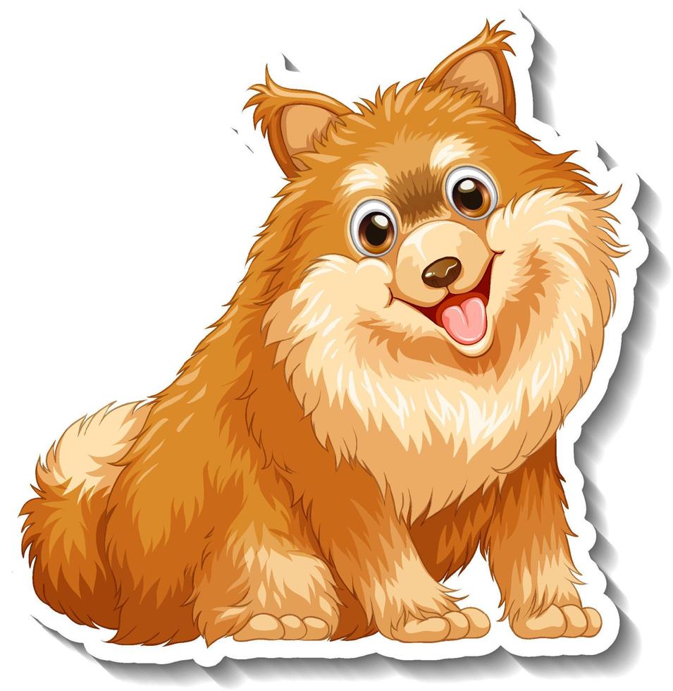 Pomeranian dog cartoon sticker vector