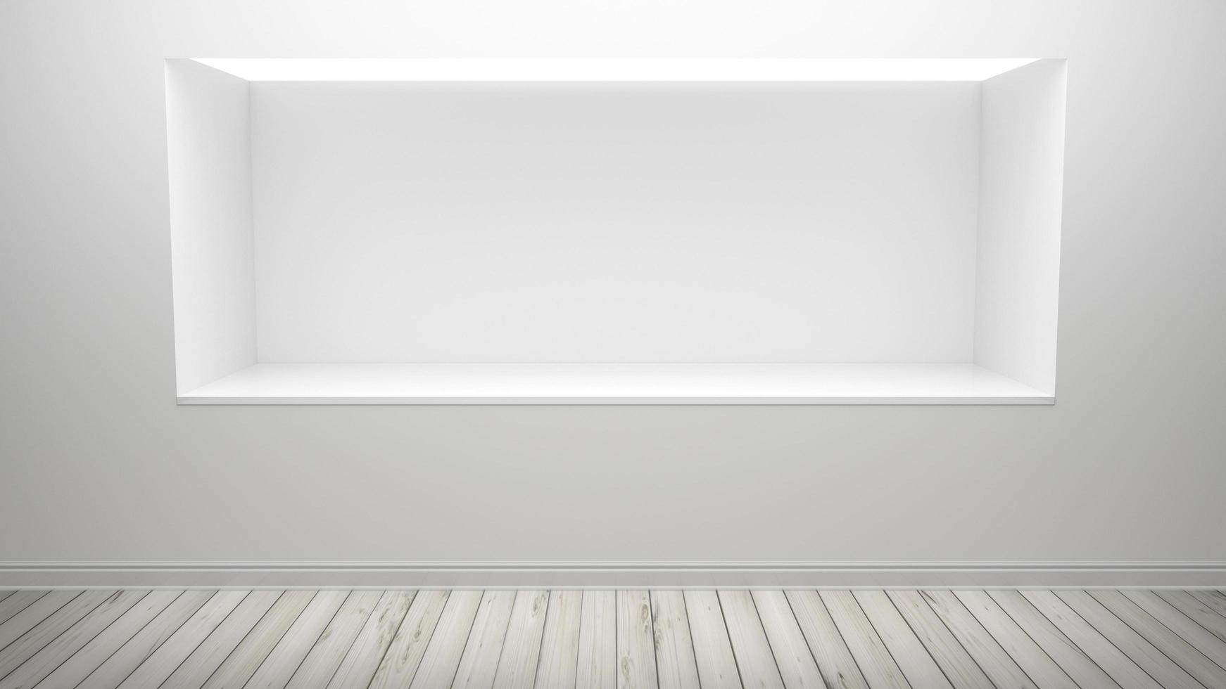 White room with niche for display 3D rendering photo