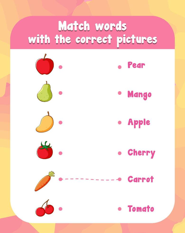 Match the words with the correct pictures vector