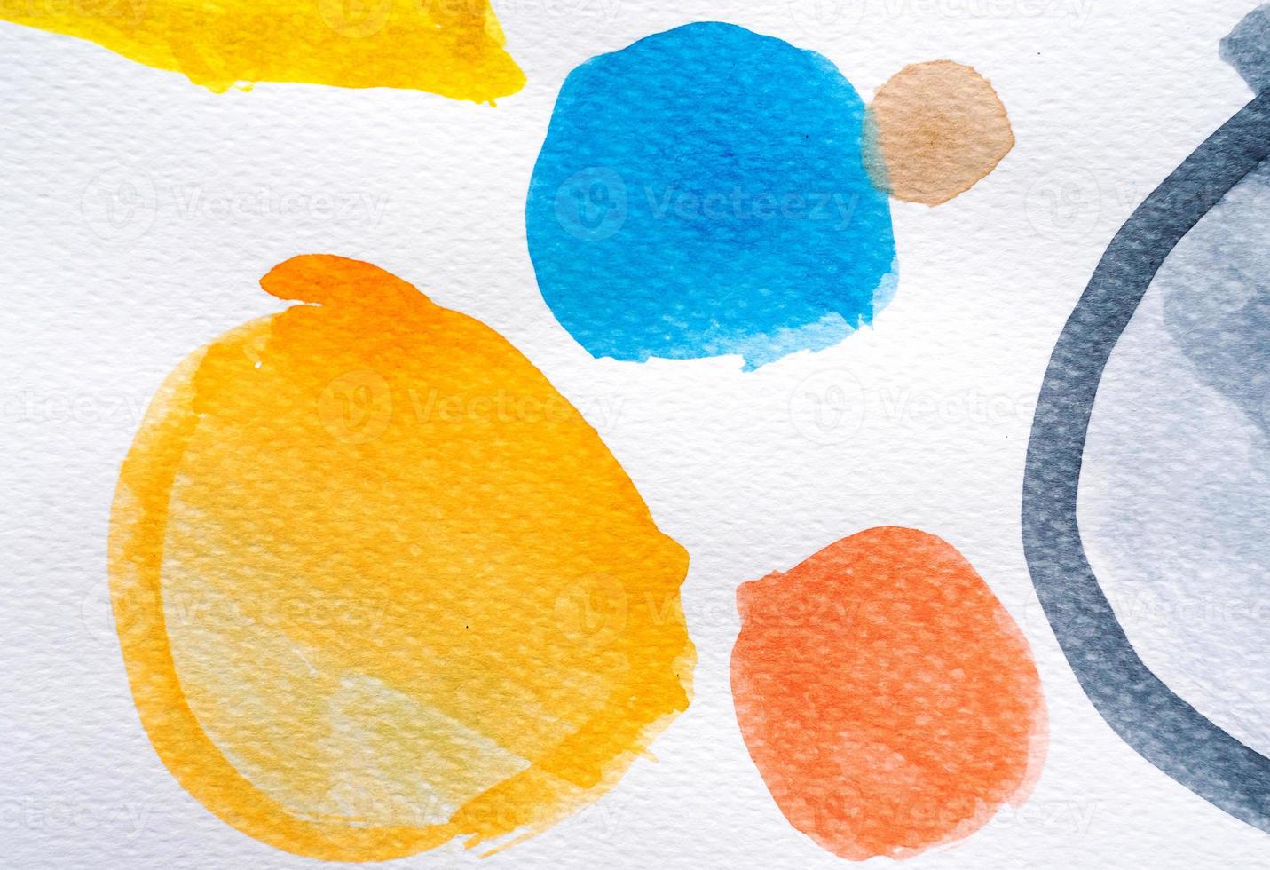 Watercolor hand painted circle shape design elements. Set of multicolored watercolor dots. Watercolor brush collection. photo