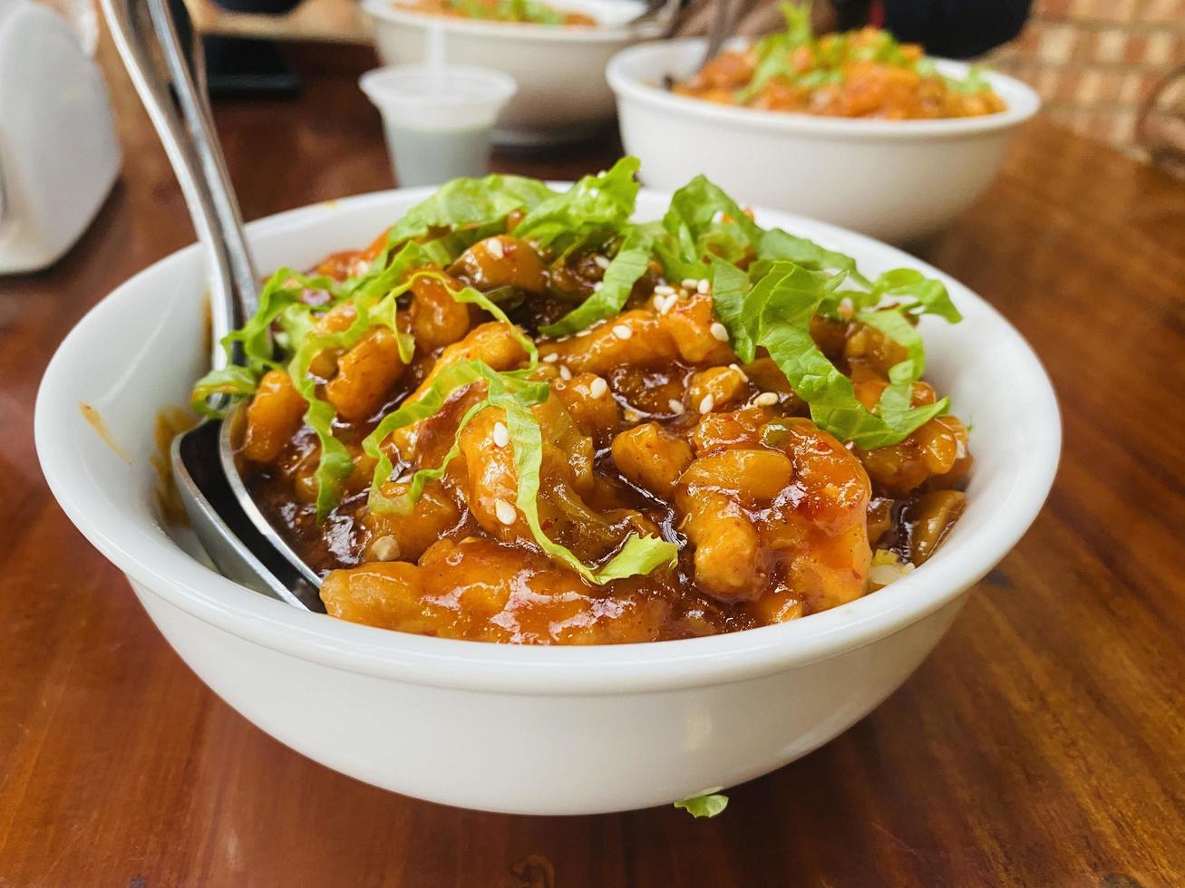 fried rice with chicken ball picture photo