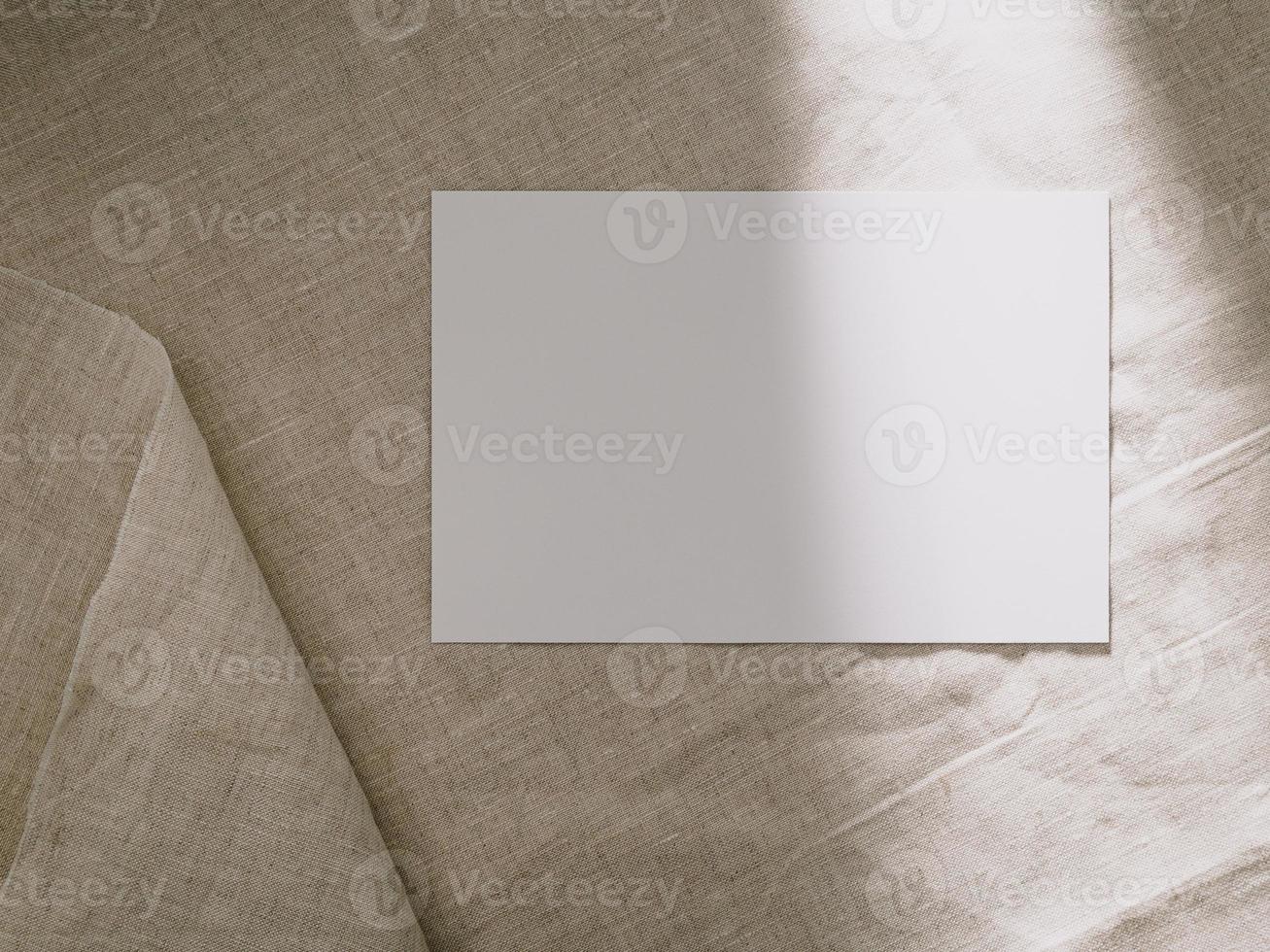 Invitation card mockup, blank greeting card template. Flat lay, Minimalist style photo
