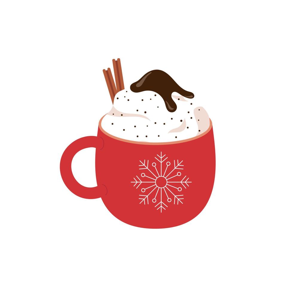 Winter hot drink cup cocoa hot chocolate vector