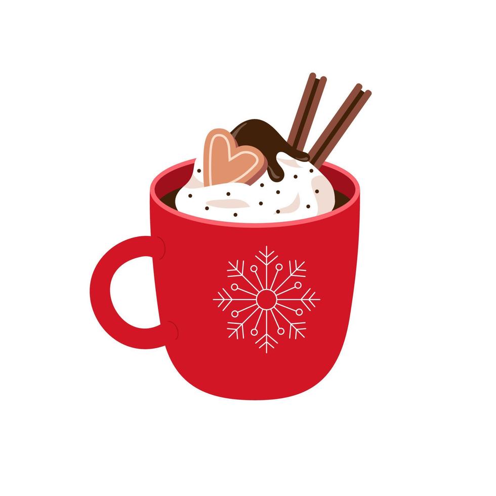 Winter hot drink cup cocoa hot chocolate vector