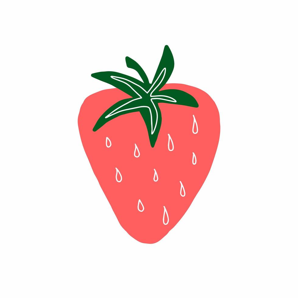 fresa de jardín. Doodle de frutas o fresas. aislado sobre fondo blanco. fruta dulce de fresa fresca. ilustración vectorial. vector