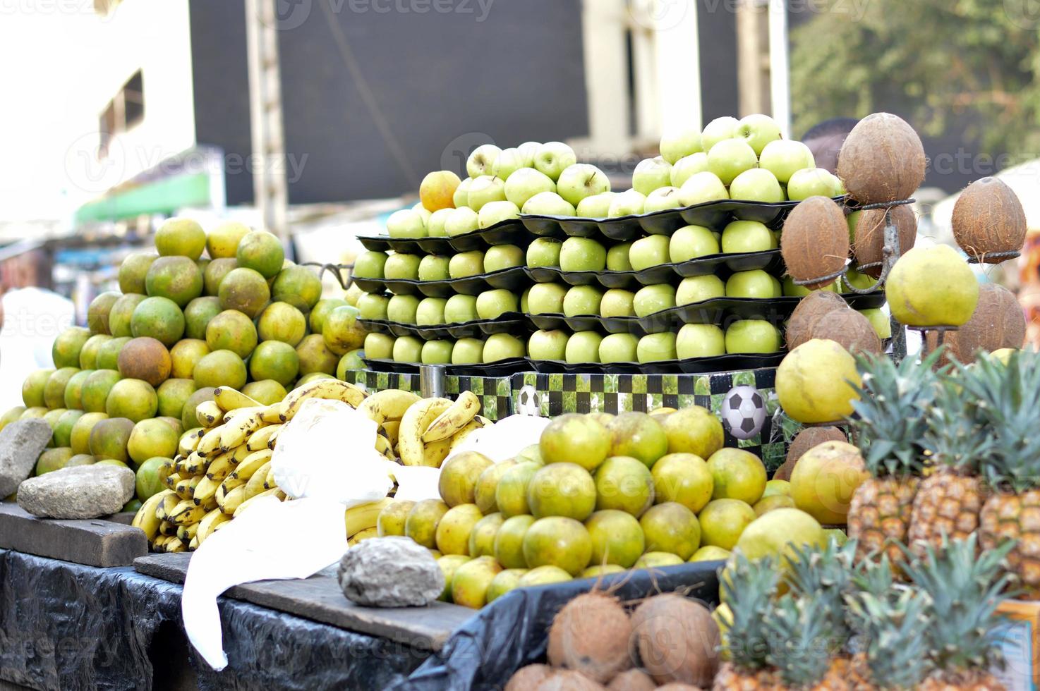 selling fruit at street market. photo