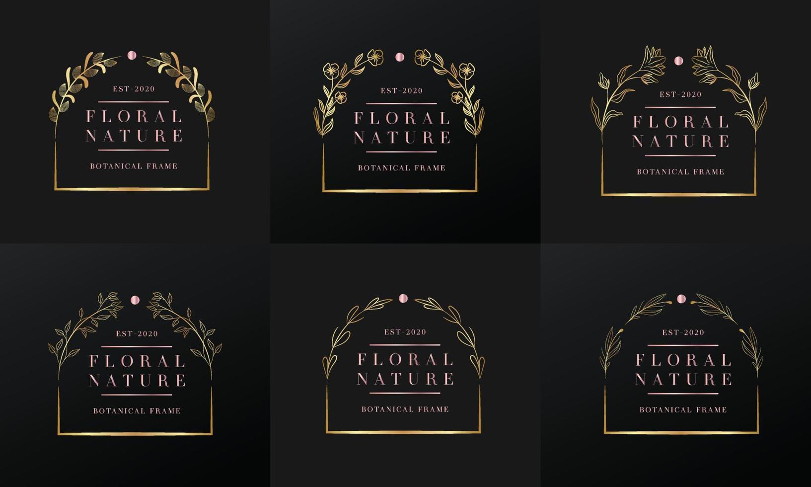 hand drawn golden botanical and floral frame for botanical logo vector