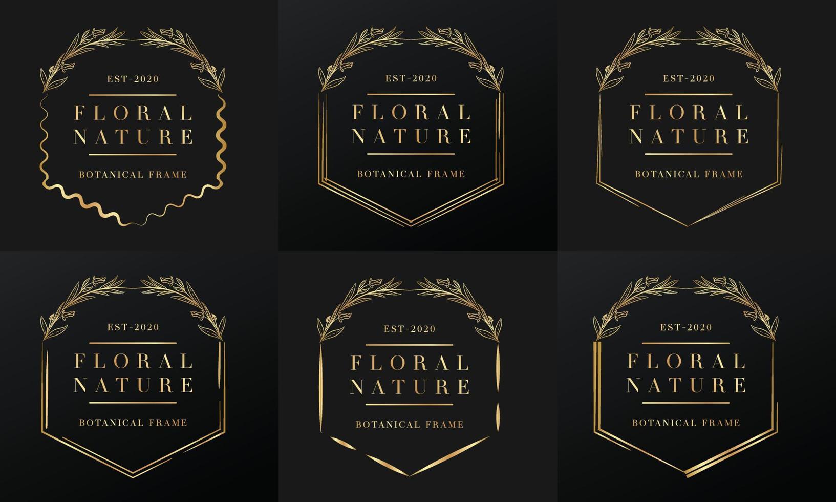 hand drawn golden botanical and floral frame for botanical logo vector