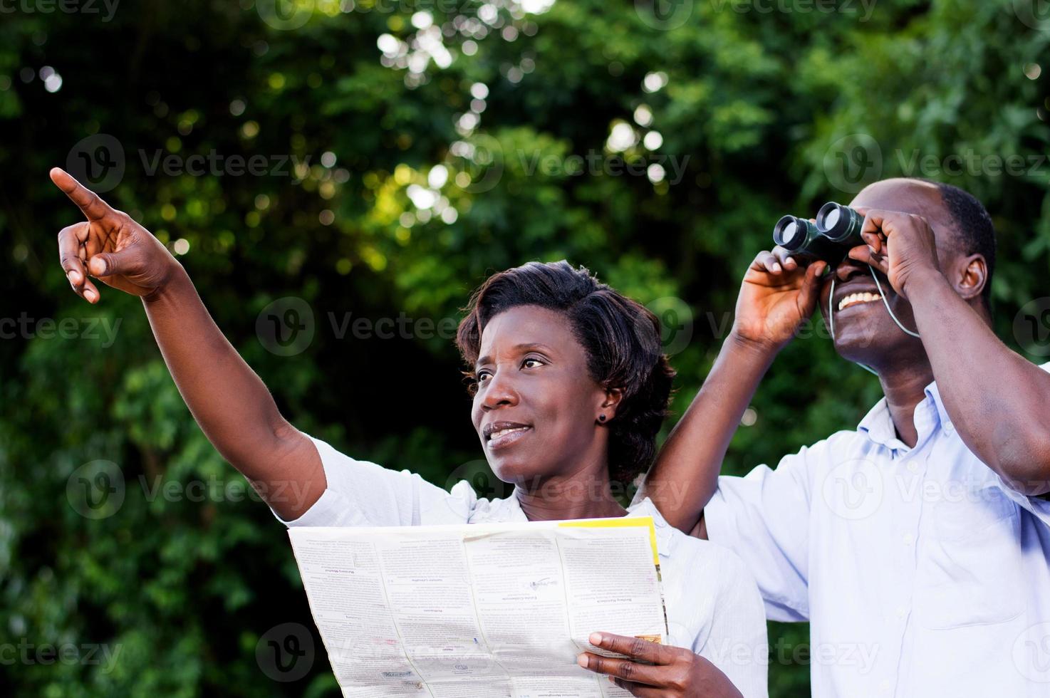 happy young couple in tourism campaign. photo