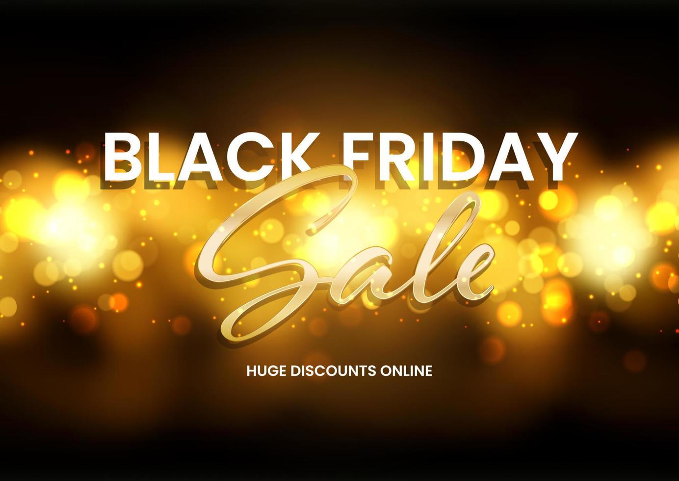 black friday sale background with golden bokeh lights design vector