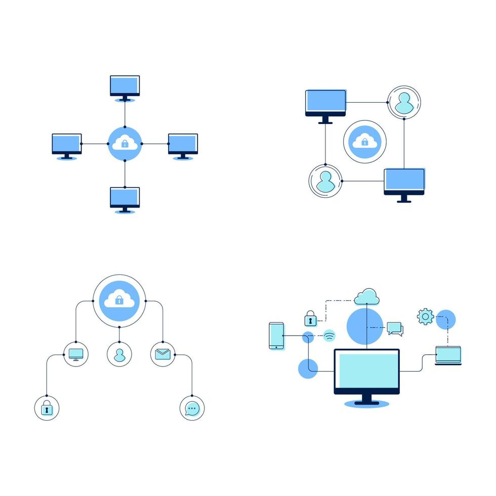 Ilustración de diseño de icono de vector de red informática