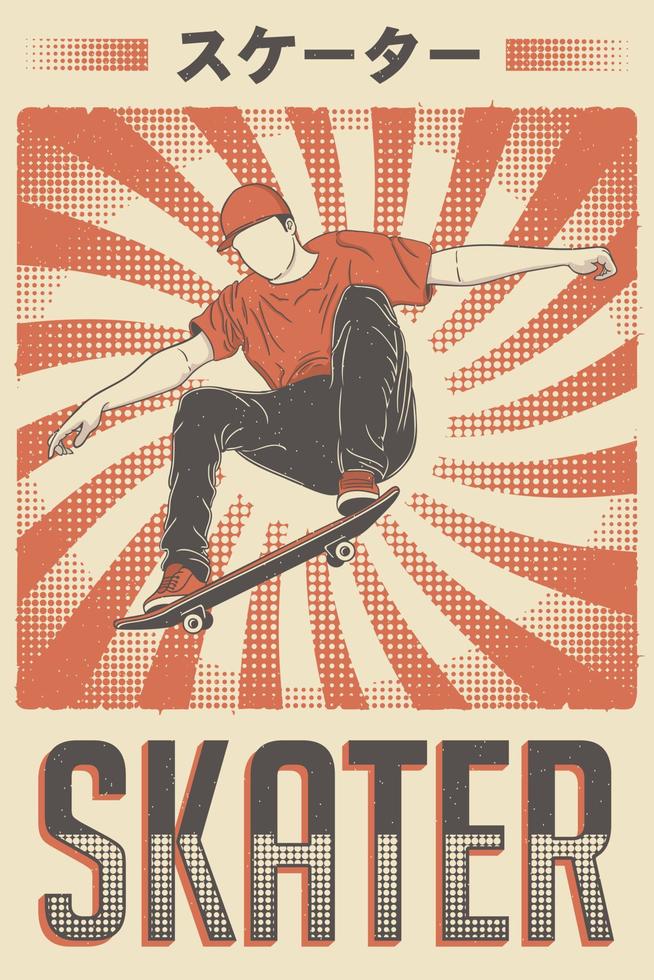 Retro Skater Skateboard Skateboarding Poster vector