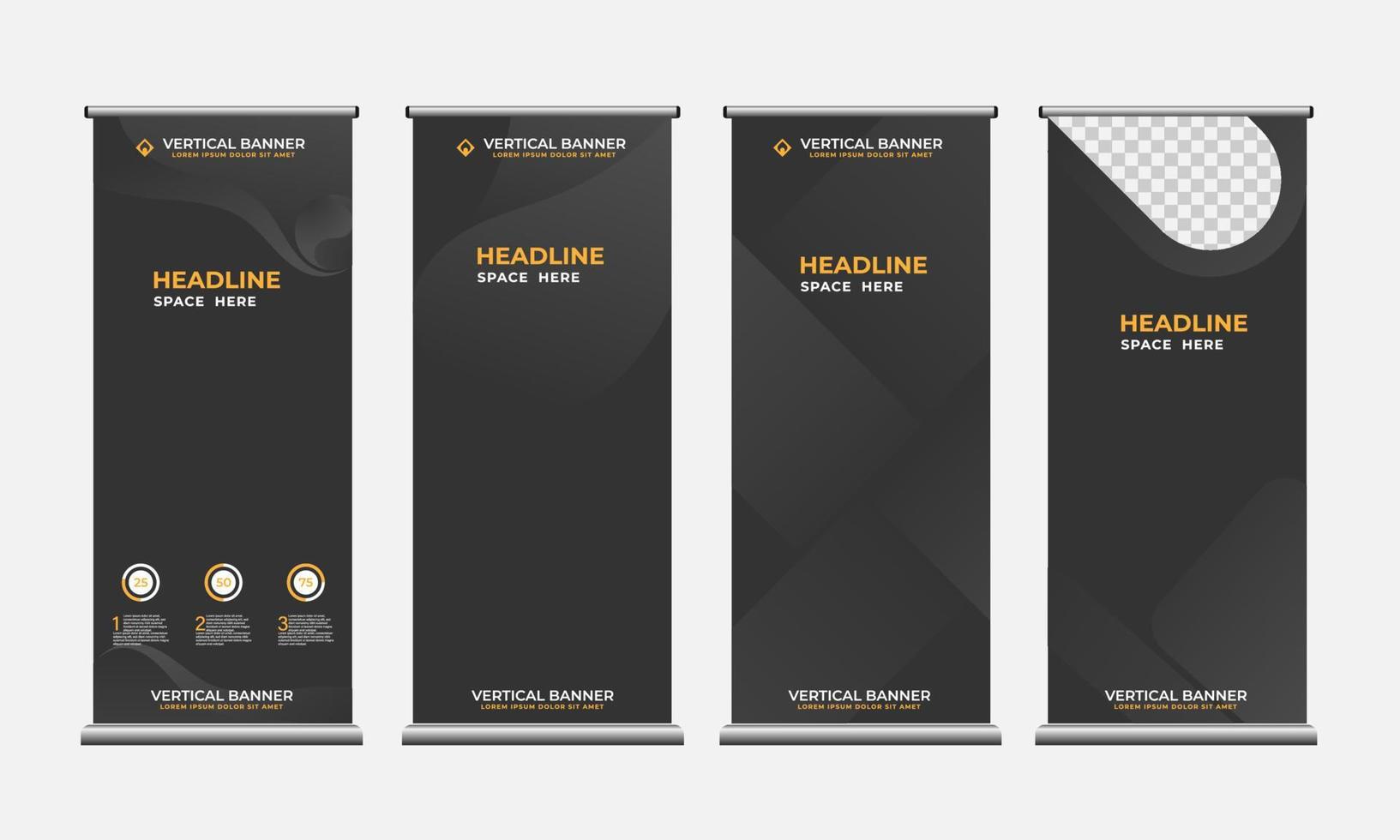 colección de banners verticales de color oscuro. diseño de fondo minimalista. vector