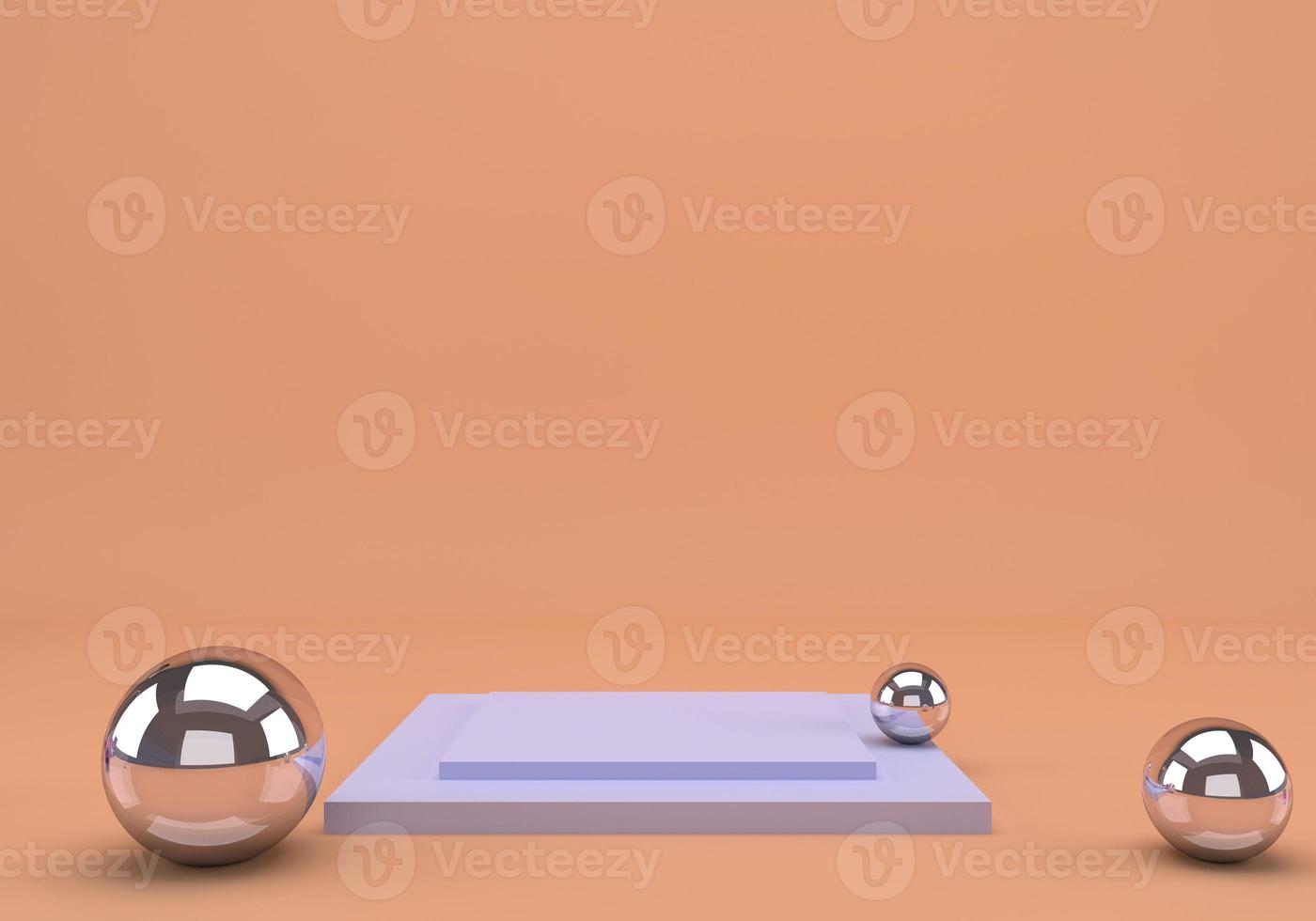 3d rendering studio with geometric shapes, podium on the floor. Platforms for product presentation, mock up background. photo