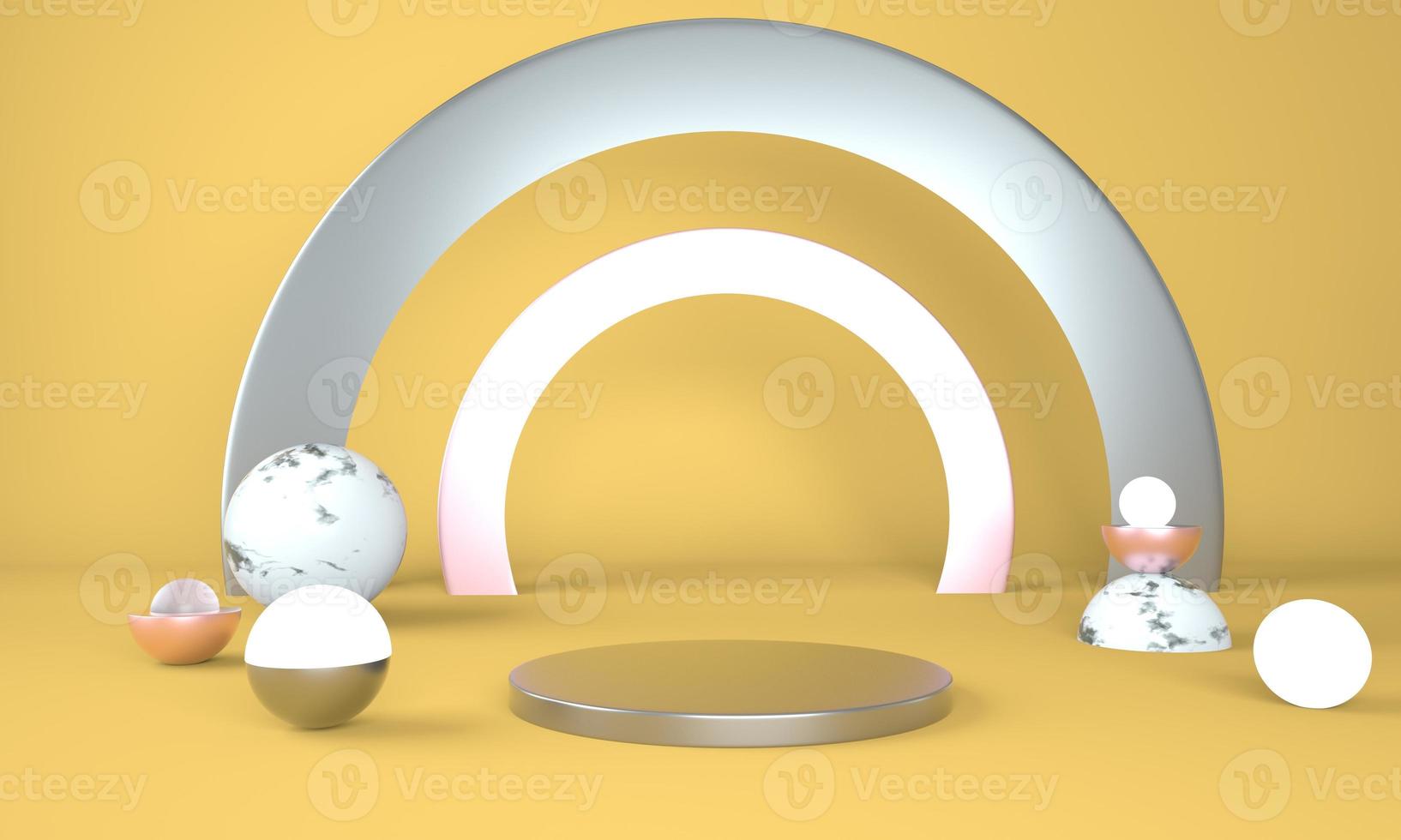 Pedestal for display, platform for design, blank product. 3D rendering. photo