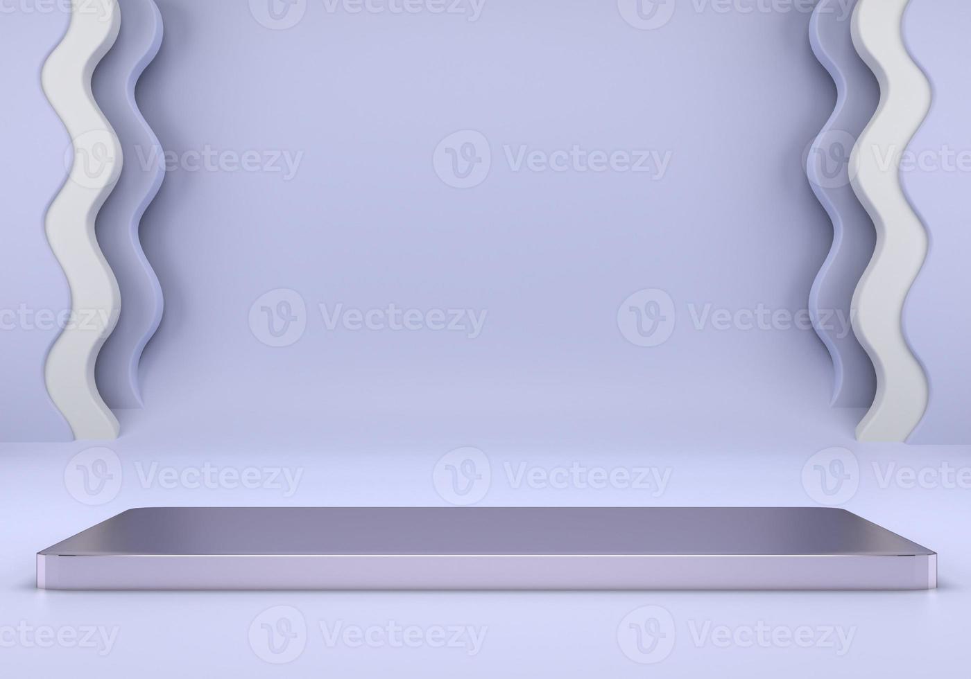 Podium use for product presentation. Abstract wave background. 3d rendering - illustration. photo