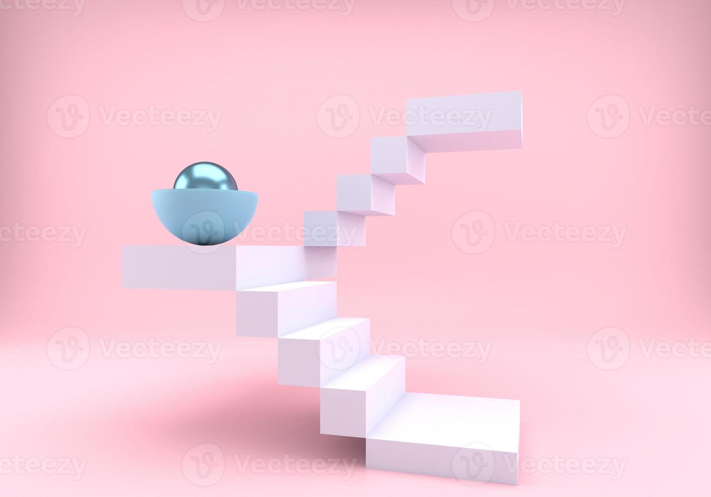 Ladder with a podium for the presentation of new products, 3d photo