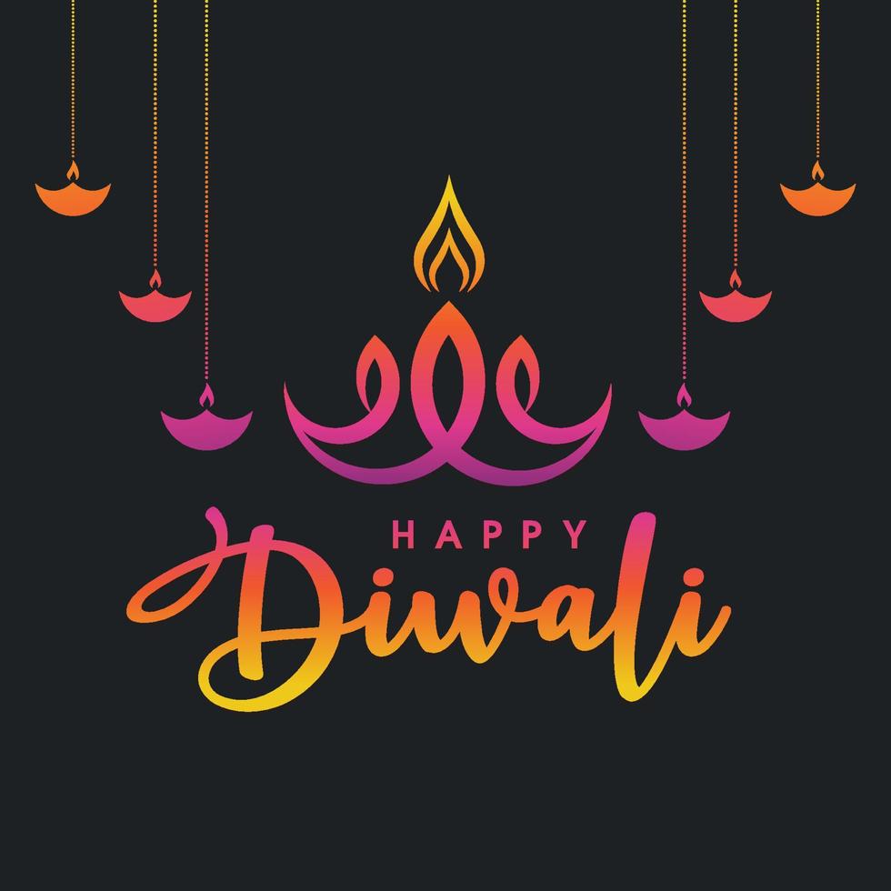 Ilustración de diseño de icono de vector de feliz diwali