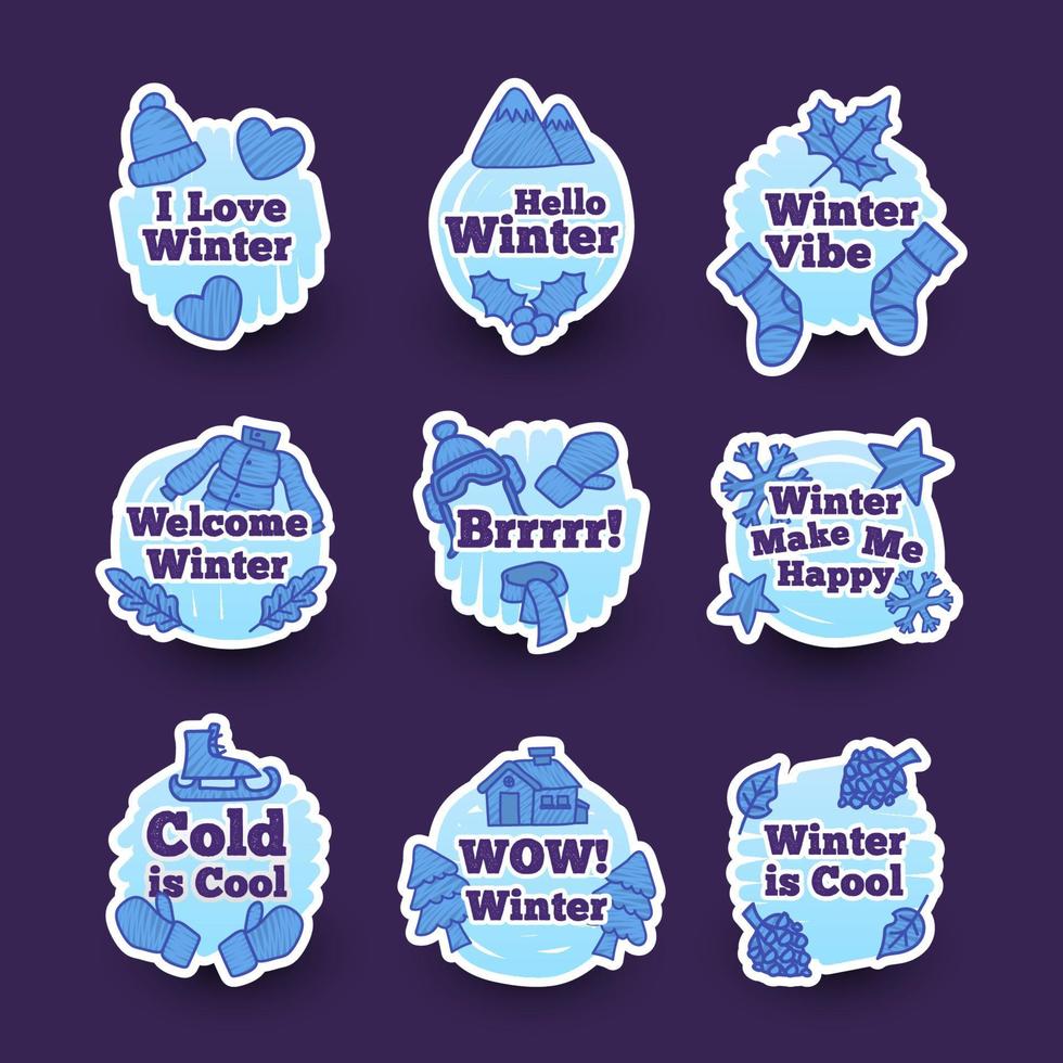 Winter Sticker Collection vector