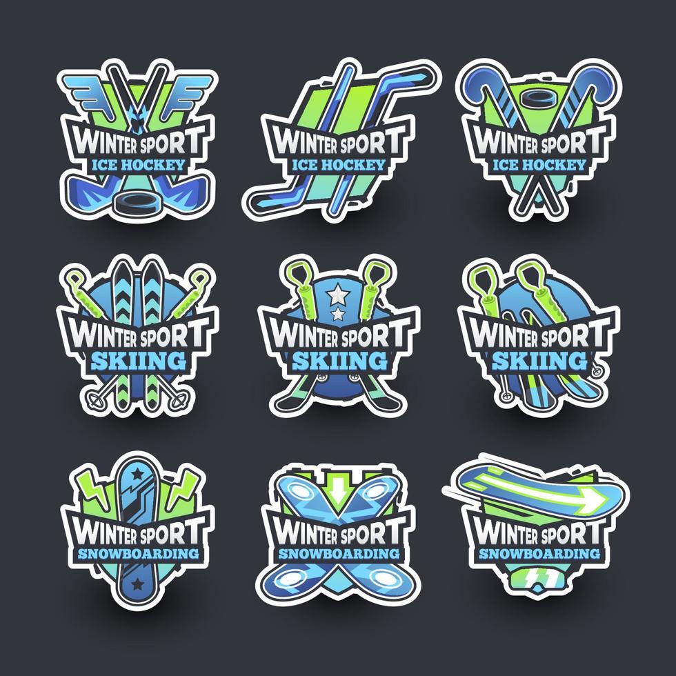 Collection of Winter Sport Stickers vector