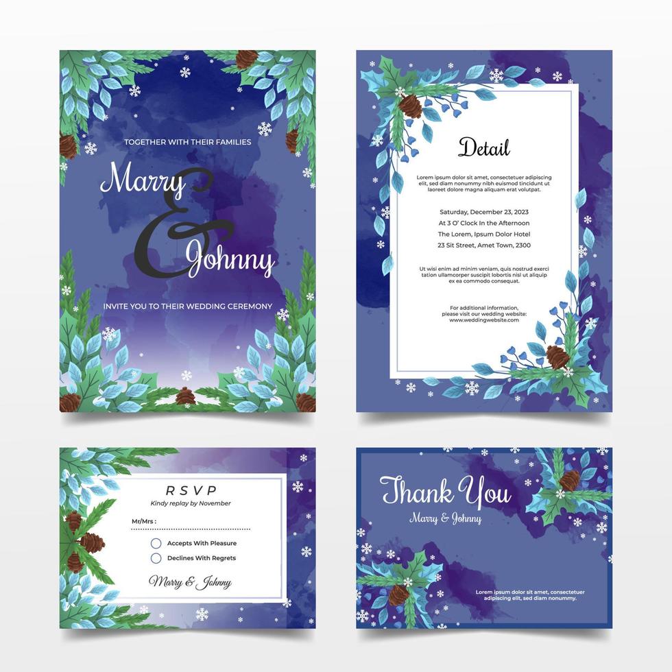 conjunto de plantilla de invitación de invierno vector