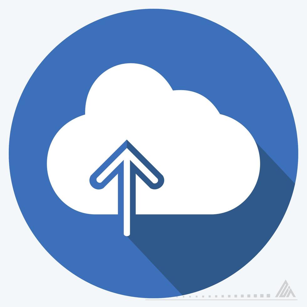 Icon Vector of Cloud with upward arrow - Long Shadow Style