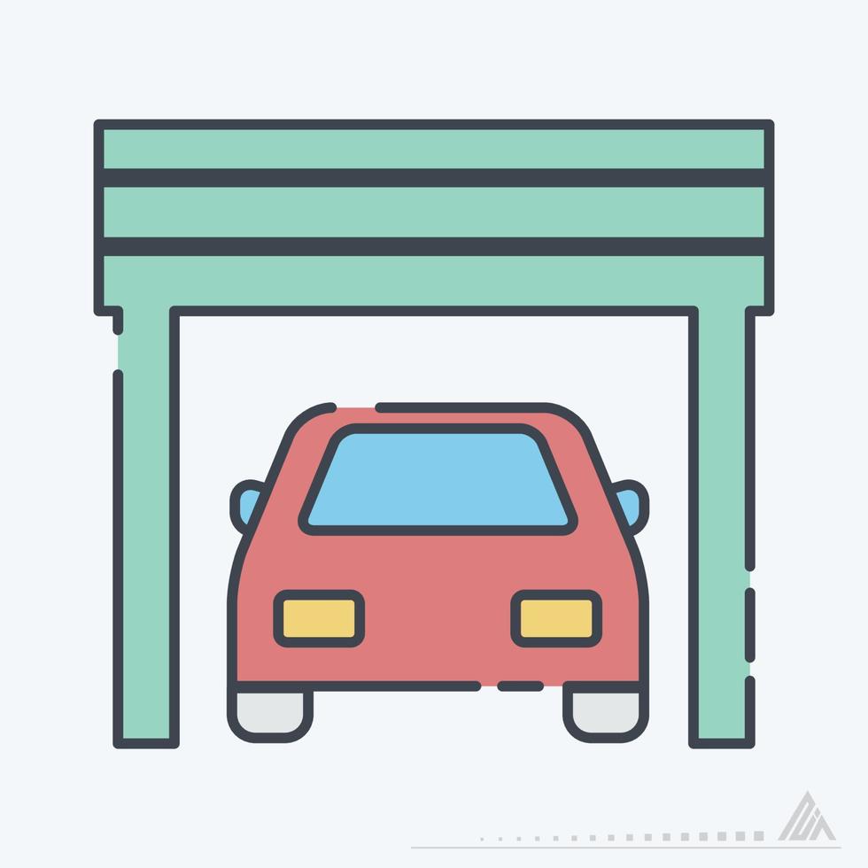 Vector Graphic of Car in Garage - Line Cut Style