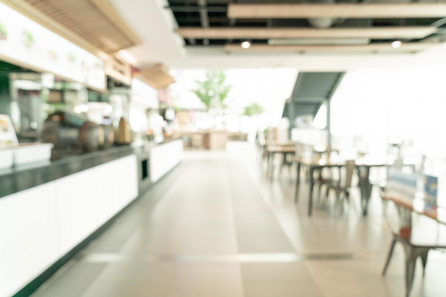 Abstract blur food court in shopping mall for background photo