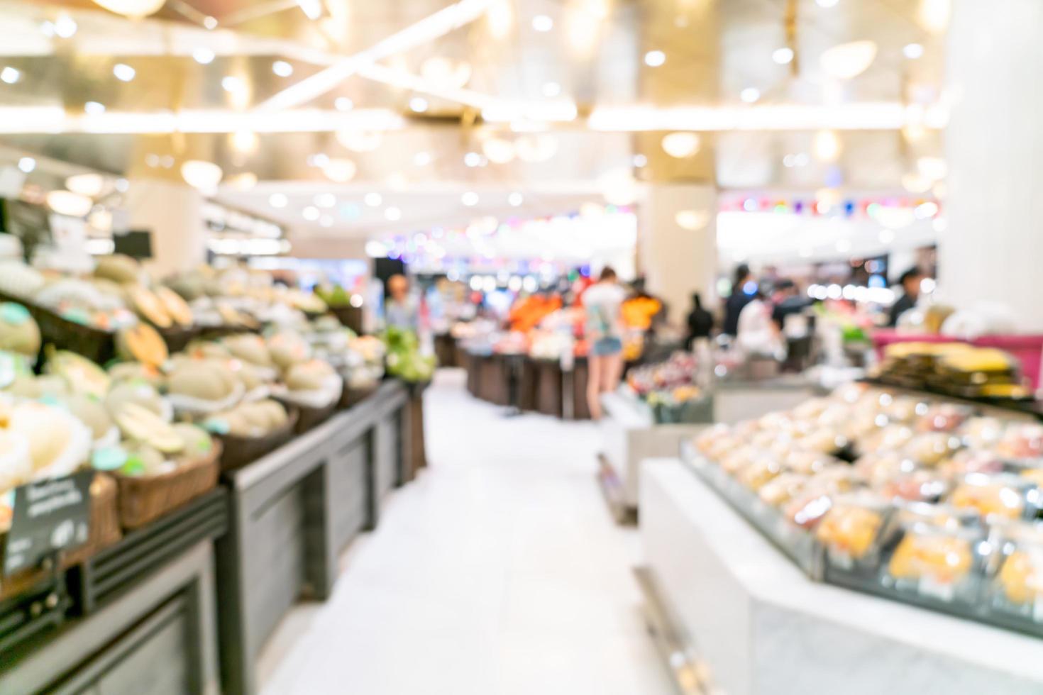 Abstract blur in supermarket for background photo