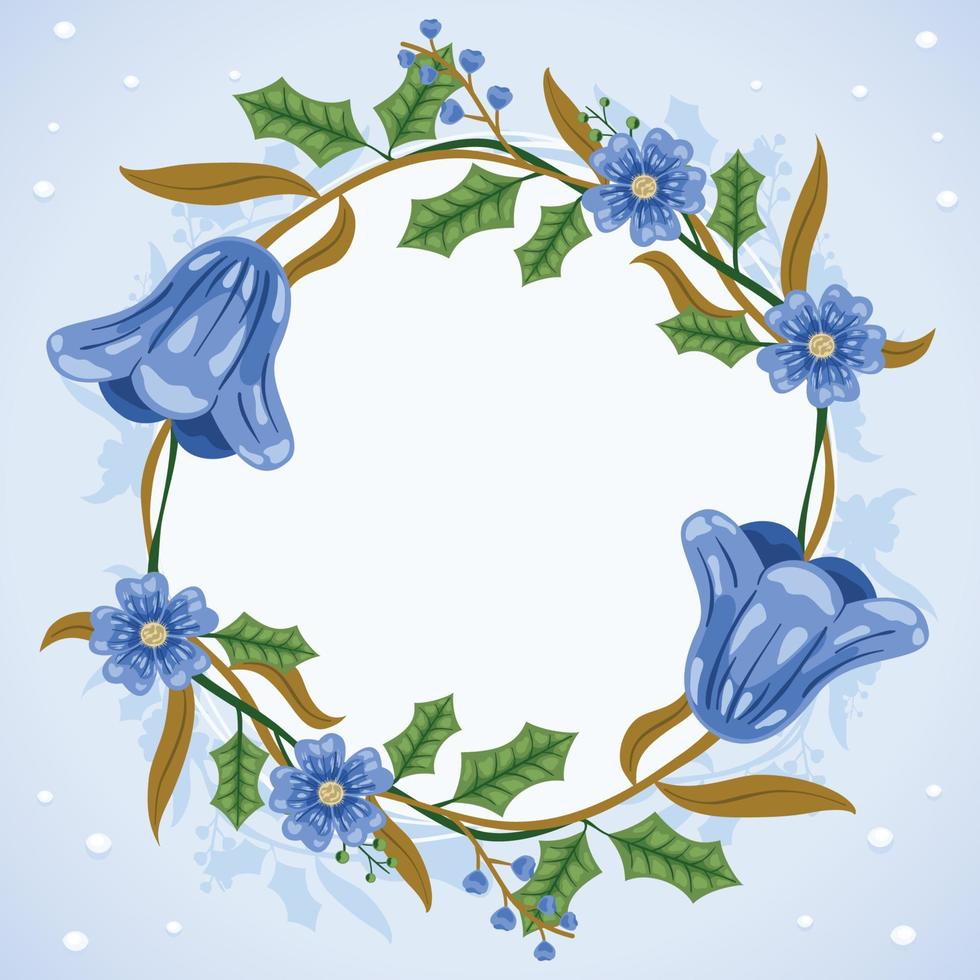 Blue Winter Floral Background vector
