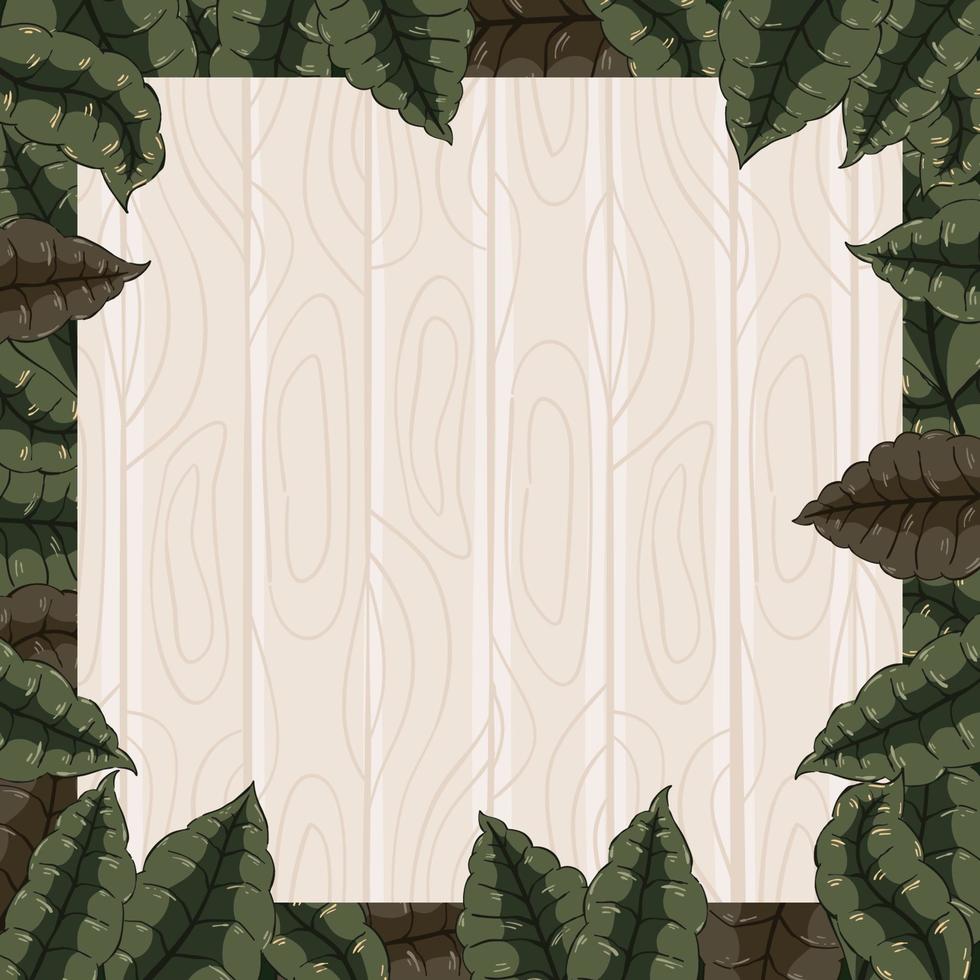 Wood and Foliages Background with Cartoon Style vector