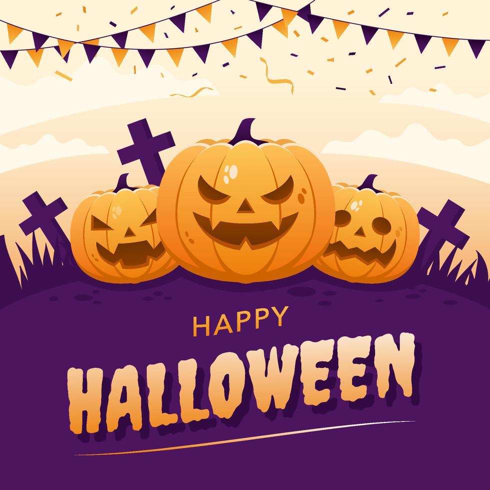 Halloween Festivity Background with Scary Pumpkin vector