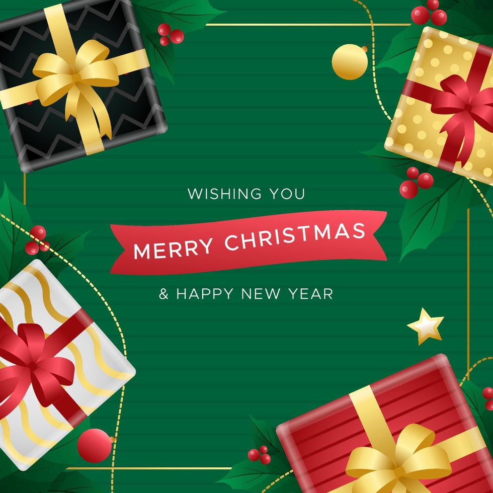 Christmas Gift Background with Merry Christmas Greetings vector