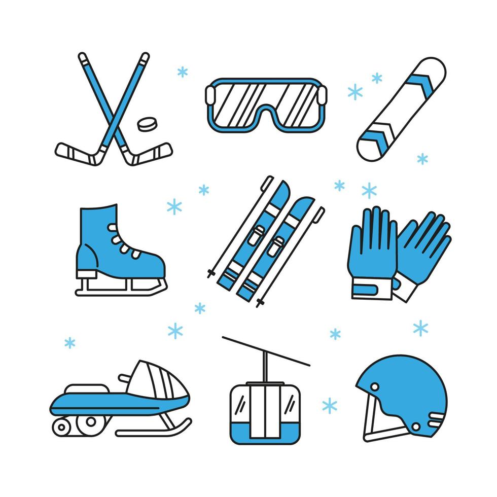 colección de iconos de deportes de invierno vector