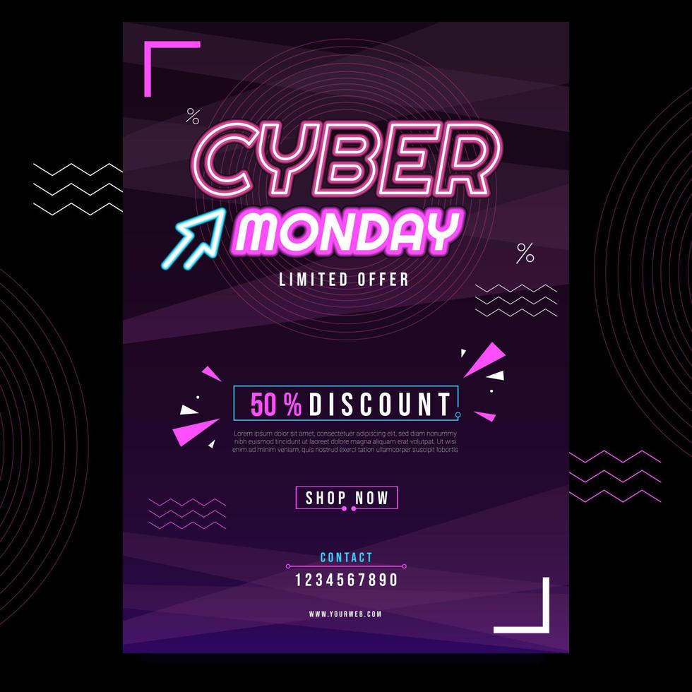 Poster Template of Cyber Monday Sale Promotion vector