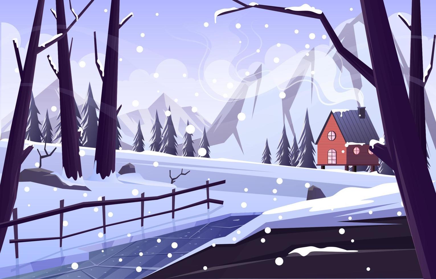 fondo de paisaje al aire libre de invierno vector