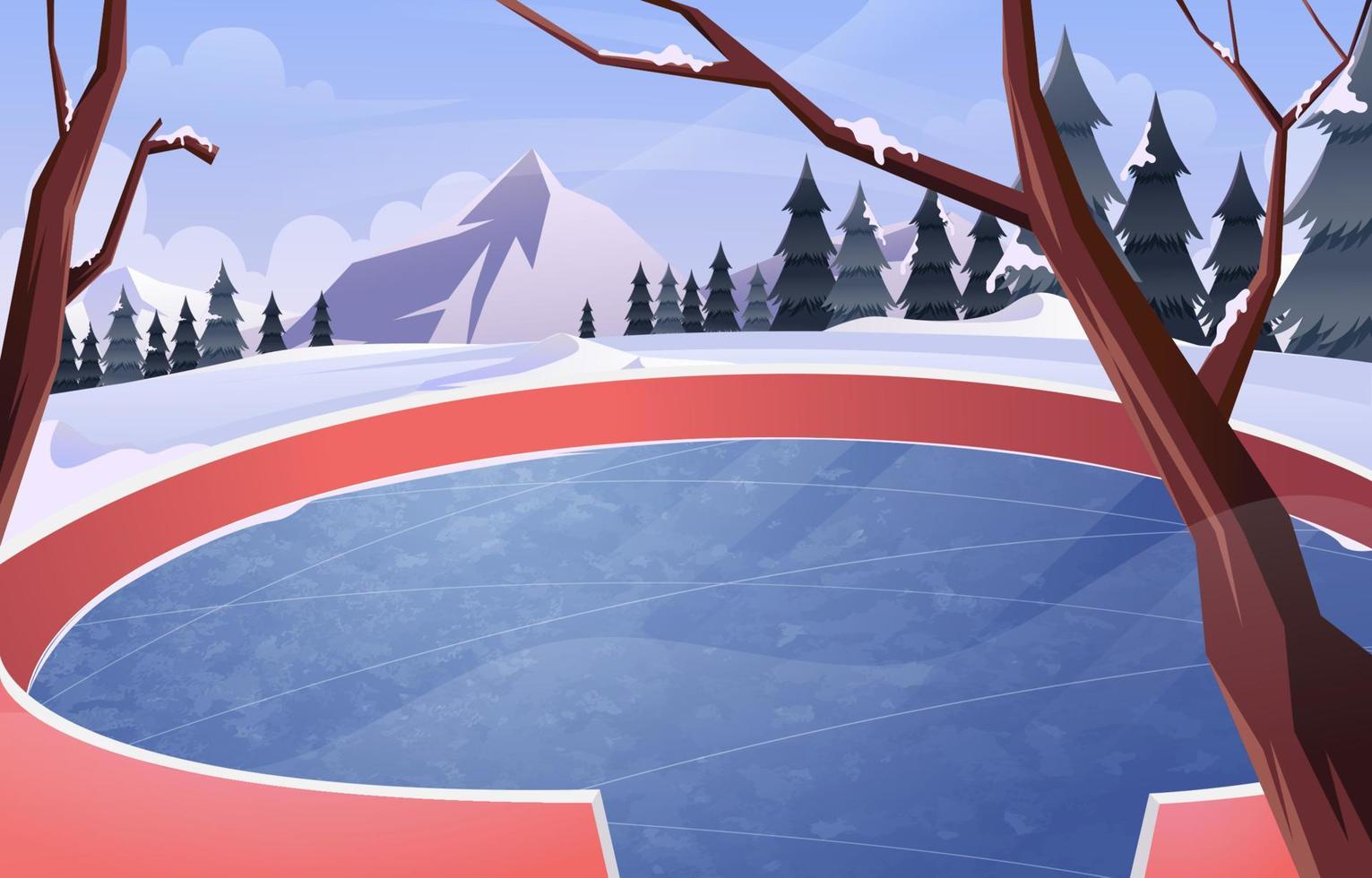 Empty Ice Rink on Winter vector