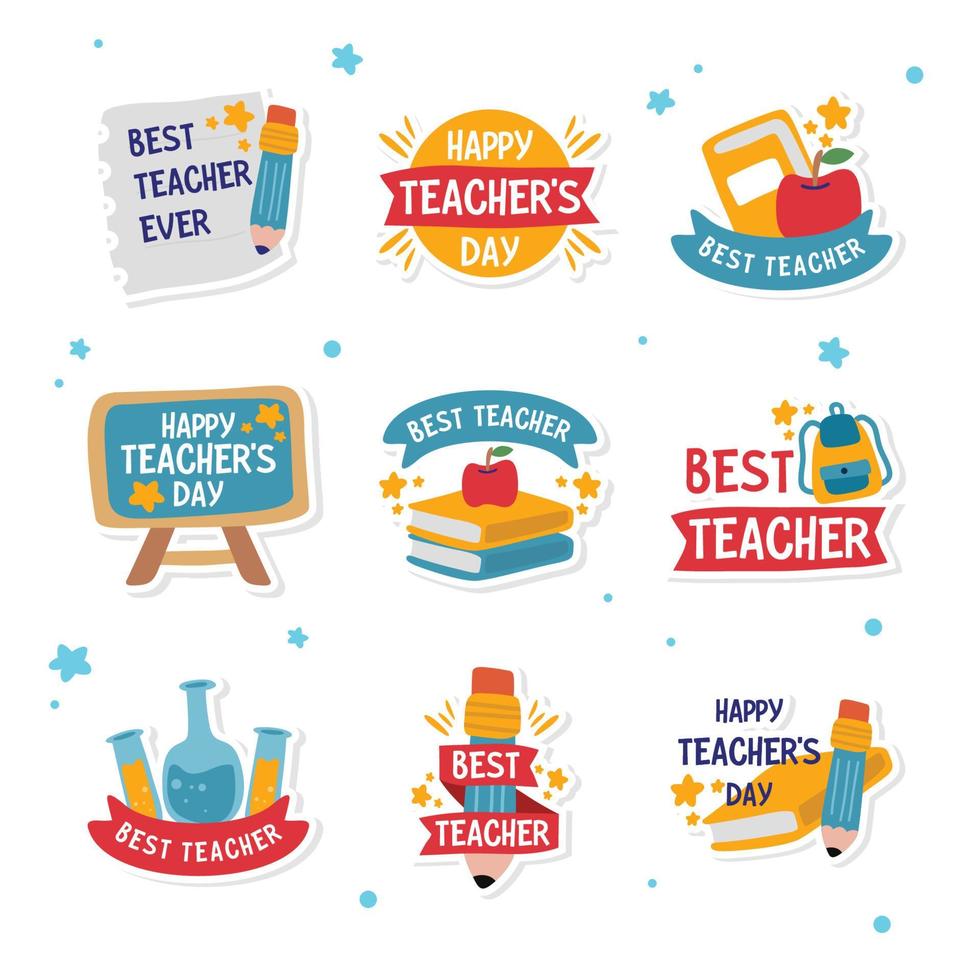 Happy Teachers Day Stickers Set vector