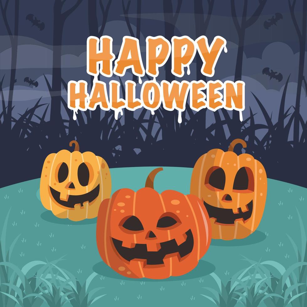 calabazas felices en feliz halloween vector