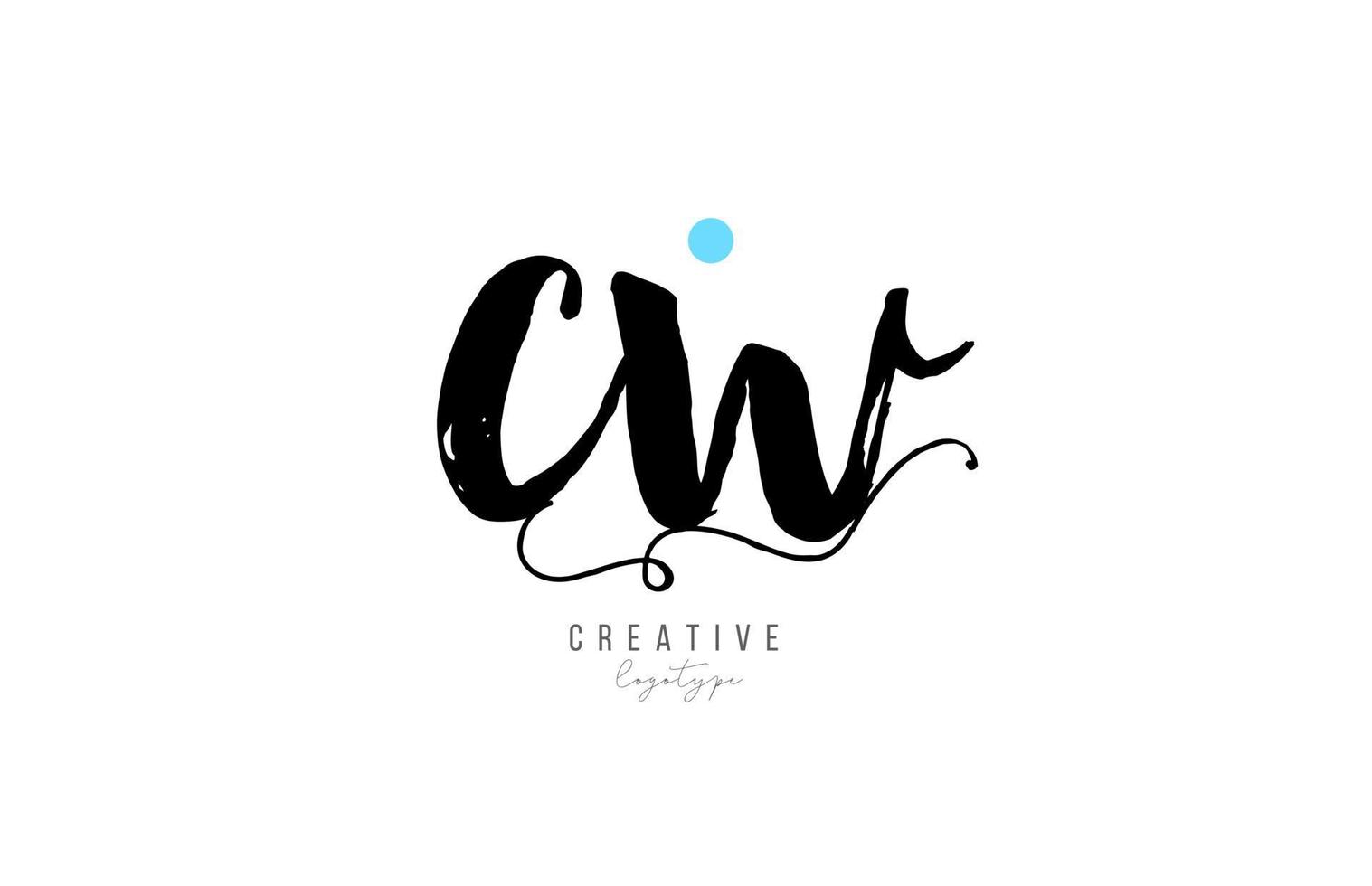 cw c w vintage letter alphabet combination logo icon handwritten design for company business vector